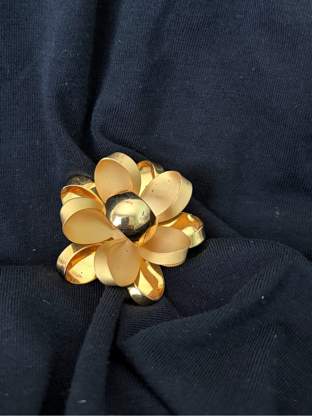 Gold Flower Statement Brooch - Elegant Floral Accent